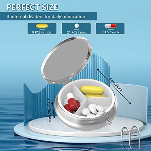 Pill Box 3 Compartment Medicine Pill Case,Portable Medicine Tablet Vitamin Holder Organizer for Purse Pocket Travel Gift… (6 Piece, Set-6-style 1 New) — view 4