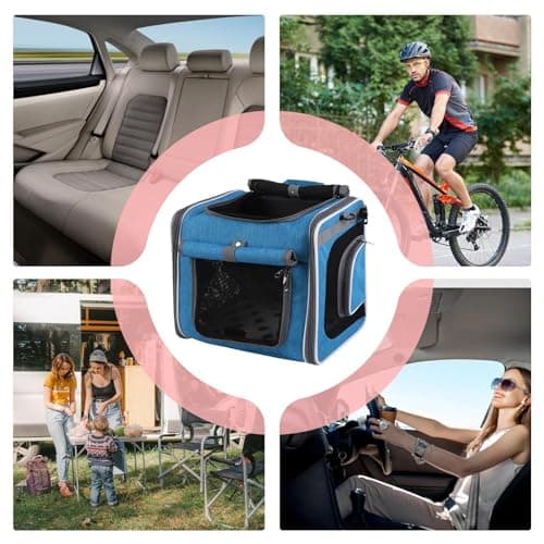 Foldable Pet Bag - Dog Basket for Bicycle, Travel Dog Cage, Portable Carrier Cage for Cats | Ventilation Backpack with Adjustable Polyester Bag P — view 4
