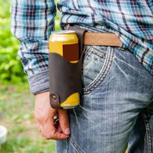 PU Leather Beer Holster Bottle Holders 2PCS Beer Holster Belt PU Leather Bottle Belts Cool Accessories Drink Waist Bag Holder For Outdoor Picnic — view 3