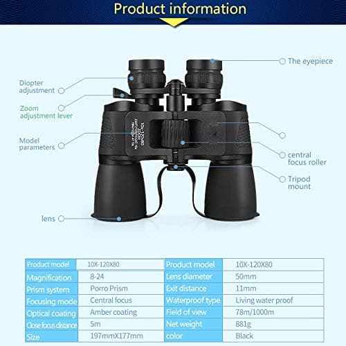 Monoculars Telescope High Power High Definition Binoculars, Compact Compact Binoculars for Bird Watching Travel Concert Safari Waterproof 10-120X80 Binoculars — view 6