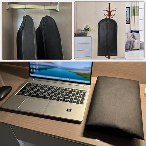 2 PCS Suit Bag for Man 60x120cm, Suit Carrier Bag Dust Cover Storage Bag Suit Cover for Suits, Breathable Garment Suit Clothes Covers Bags Reusable Full Zipper Garment Bag for Travel or Home — view 6