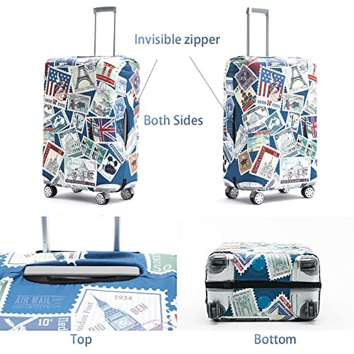 Travelkin Luggage Covers For Suitcase Tsa Approved Suitcase Cover Protector, Stamp, L — view 2