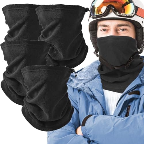 Norhogo 4 PCS Winter Neck Warmer Scarf Thicken Elastic Tube Neck Gaiter Face Scarf, for Men Women Outdoor Skiing Fishing Hiking Running Climbing Cycling, 25 * 30cm (4 Black)