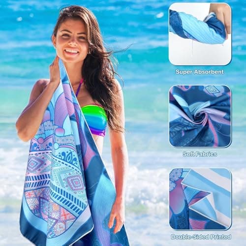 Bingobang 2 Pack Microfiber Beach Towels for Adults Extra Large 180×90 cm — view 6
