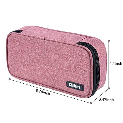 Chelory Pencil Case Large Capacity Pencil Cases Big Storage Pencil Bag Pen Pouch Makeup Cosmetic Bag Office Stationery Organizer with Compartment for Boys Girls School Students Adults, Light Pink — view 5