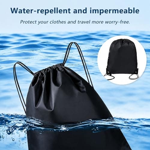 Vexorlian 3‑Pack Black Waterproof Drawstring Gym Bags – Sports Cinch Sack Backpack for Outdoor, Gym, Travel & Swimming — view 4