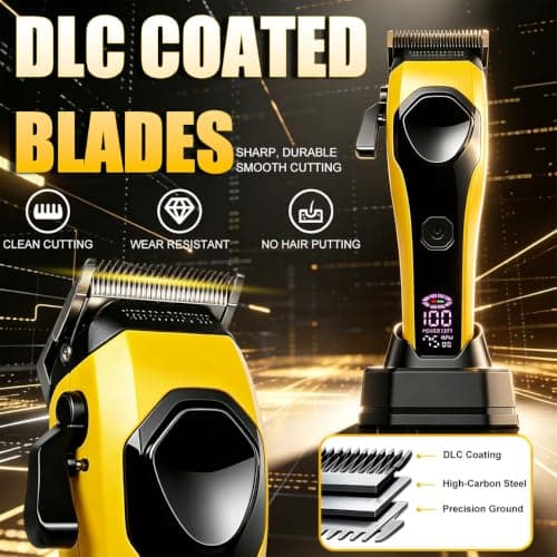 Professional Hair Clipper and Trimmer Set 7500RPM Charging Dock (Yellow) — view 3