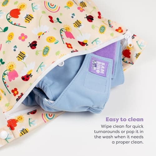 Bambino Mio Waterproof Wet, Dry Bag for Cloth Nappies, (Sunshine Friends) Swimwear & Essentials – Holds 3 Nappies | 29.5cm x 28.5cm, Baby & Toddler — view 4