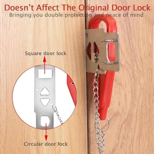 YouthLoxus 3Pcs Portable Door Lock Set, Hotel Door Lock Travel Safety with 2 Door Stoppers, Enhanced Security for Home, Hotel and Travel Use (with Storage Bag) — view 6