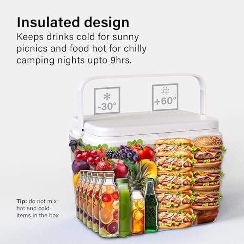 Large 30L Cooler Box Hot/Cold Insulated Freezer Cool 9 Hours Picnic Camping Portable with Carry Handle, packaging may vary, Blue — view 3