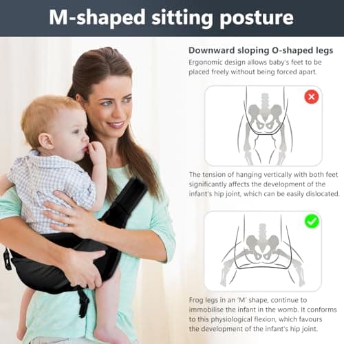 AOOWU Baby Carrier, Toddler Carrier Side, Baby Sling Carrier, Baby Wrap Carrier with Adjustable Shoulder Straps, Child Sling Baby Side with Shoulder Strap, Baby Sling for Newborns to Toddlers — view 5