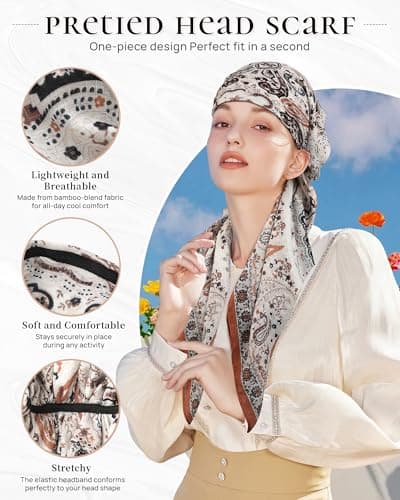 Mesovor Pretied Bamboo Turban Chemo Headwear for Women Hair Loss Bandanas — view 2