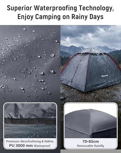 KingCamp 2-3 Man Camping Tent Waterproof 3000mm,Lightweight Dome Tent,Grey — view 3