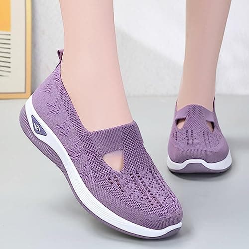 Women Orthopedic Casual Shoes Breathable Soft Sole Orthopedic Walking Shoes Women Orthopedic Walking Sneaker Lightweight Athletic Walking Shoes Lavender — view 4