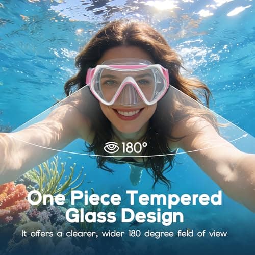 Findway Diving Mask with Elastic Fabric Strap, Snorkel Mask Adults with Nose Cover for Mens and Womens, Swimming Goggles with 180° Panoramic HD Tempered Glass Anti-fog Snorkelling Mask No Leak — view 2