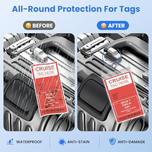 Vicloon Cruise Luggage Tag Holder, 4Pcs Waterproof Cruise Luggage Tags, 4 Magnetic Hooks, 2 Luggages Tags with Lanyards for Ship Cards, with Steel Loops & Zip Sea Compatible with SC, NCL, Costa, P&O — view 4