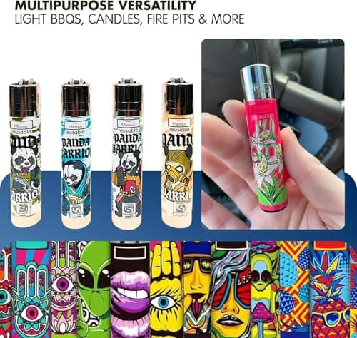 MEOWN Original Mix Lighter Collection – Limited Edition, Refillable Lighters with Replaceable Flint, Durable Design & Assorted Colours – Multipurpose for Home, Camping, BBQ & Gifts (5) — view 6