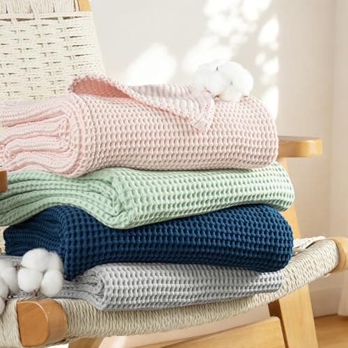Exclusivo Mezcla 100% Cotton Muslin Throw Blanket for Sofa Couch, Pink — view 3