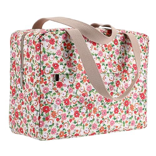 IGNPION Large Travel Toiletry Bag Full Size Travel Wash Bag with Front Pocket Women Large Portable Toiletries Cosmetic Storage Organiser for Swimming, Gym, Trip (Floral Yellow)