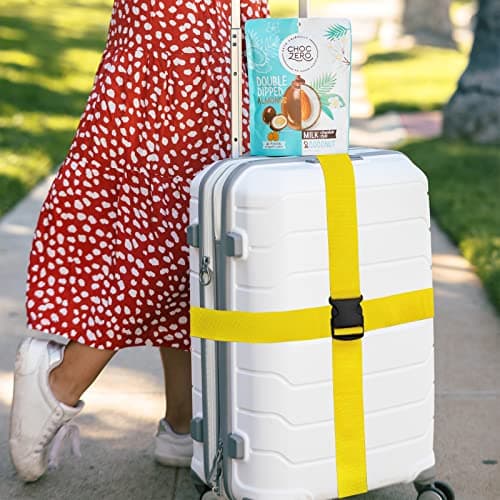 Luggage Suitcase Straps Set, Travel Accessories Thickened Luggage Belt with Quick Release Buckle, Adjustable Black Travel Luggage Straps for Suitcase Baggage (Yellow, 2 PCS Set) — view 2