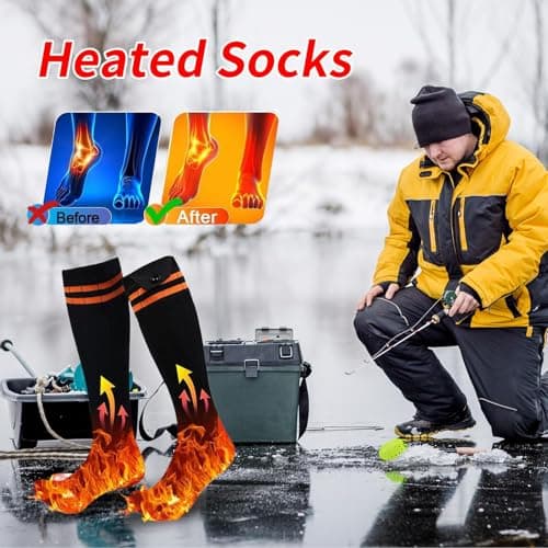Heated Socks for Men Quick Heating Long Lasting Thermal Washable Adults — view 3