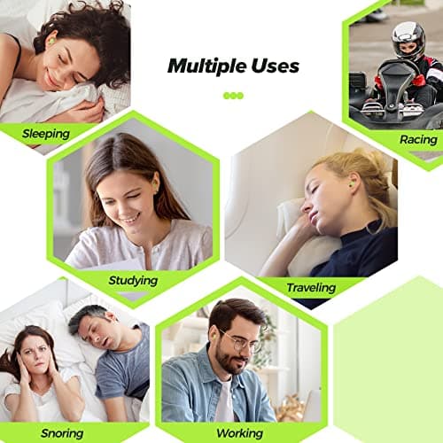 ERM TOOL Ultra Soft Foam Earplugs, 60 Pairs Reusable Earplugs for Sleeping, 38dB Highest SNR, & Comfortable Hearing Protection Snoring, Studying, Travel, Motorcycle, Loud Noise etc - Lemon Green — view 6