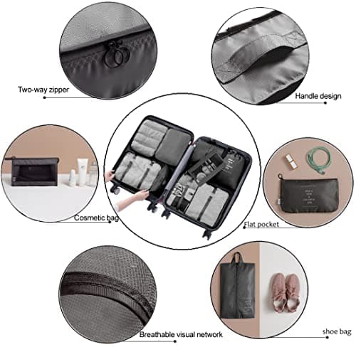 Bansga Packing Cubes for Suitcase 8 Sizes Suitcase Organizer Bags 8 pcs（Black） — view 5