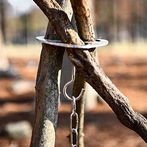 Yuzita Camping Tripod Board - Turn Branches into Campfire Tripod, Stainless Steel Campfire Support Plate with Adjustable Chain for Hanging Cookware - Perfect Accessories for Outdoor Cooking — view 3