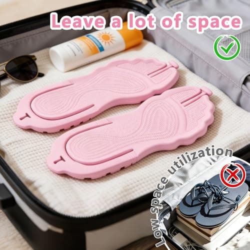 ZOORON Flip Flops for Women Men Travel Slippers Shower Shoes Foldable Bathroom Camp Beach Sandals Lightweight Non-Slip Quick Dry, 4pack-black+black+pink+beige, 9-10 Women/7-8 Men — view 5