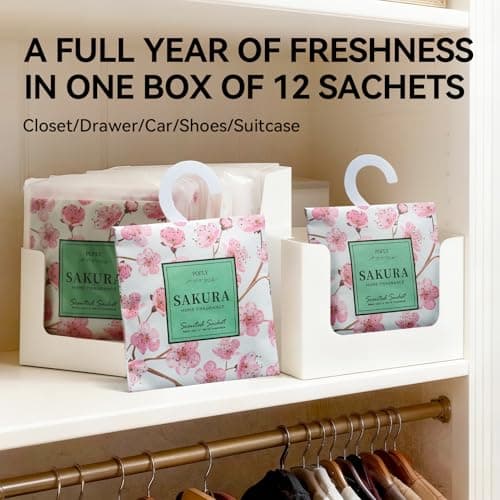 POFLY 12 Pack Sakura Scented Sachets, Air Freshener for Home & Small Spaces — view 3