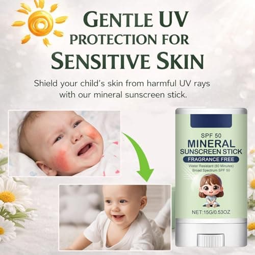 Mineral Sun Cream Stick SPF 50 Broad Spectrum UVA/UVB Protection - Water Resistant Fragrance Free, Non-Greasy Formula For Sensitive Skin, Kids Adults And Daily Outdoor Beach Travel Use — view 4