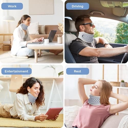 Yirochan Neck Brace for Neck Pain and Support - Silicone Foam Cervicorrect Neck Brace, Adjustable Neck Support Brace Breathable Cervical Collar for Sleeping Relieving Spinal Pain and Pressure (Grey) — view 6