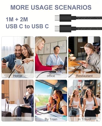 USB C to USB C Charger Cable 1M+2M 2Pack,60W Phone Charger Cable USB-C Fast Charge Nylon Braided USBC Fast Charging cable Type c Lead compatible with i-Phone 17/16/15 Pro Max,MacBook Air,for Sam/sung — view 6
