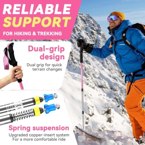 DOBESTS Telescopic Walking Poles 2 Pack, Hiking Poles 65-135 cm, Aluminum — view 3