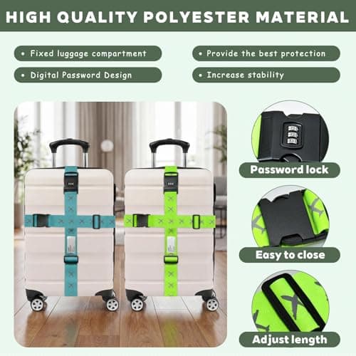 Zynaxir 4Pcs Adjustable Luggage Straps with Lock Travel Packing Accessories — view 3