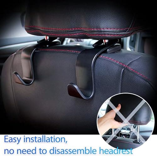 MCOTOP Car Seat Headrest Hook 8 Pack, Organizer Universal for Handbag/Purse/Gym Bag/Hat/Baby Gear/Groceries Car Accessories, Car Back Seat Headrest Hook, for Women Road Trip ssentials (Black) — view 4