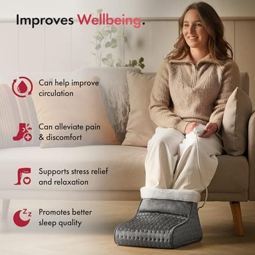 VonHaus Foot Warmer – Electric Heated Feet Heater – Fast Heat up, 3 Temperature Settings, Fleece Lining, Machine Washable, Auto Shut Off, Overheat Protection, for up to 12.5 Shoe Size, 2.3m Cable — view 2