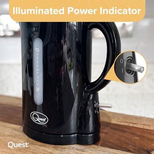 Quest 35039 1 Litre Kettle | Compact Design | Spout Filter | Water Level Indicator | BPA Free | Black — view 4