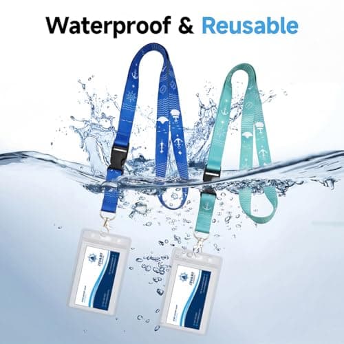 2PCS Universal Cruise Lanyard with Waterproof PVC Cruise Card Holder | 2 Colors Soft Cruise Lanyards and Card Holders Ship Essentials Accessory for All Cruise Ship Key Cards (Light Blue+Green) — view 5