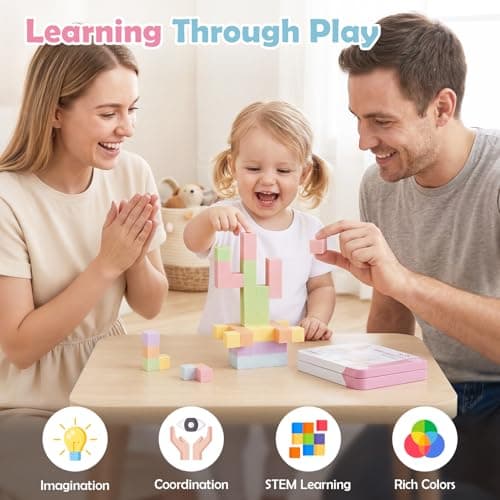 Dreamon 52PCS Mini Magnetic Blocks Travel Magnetic Building Blocks for Kids with Tin Box Magnet Cubes Tiles Montessori STEM Toy Girls Toddlers Boys Gifts Aged 3 4 5 6 Years Old — view 6