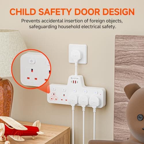 Power Strip Extension Socket 5 Way with Flexible Plug,Short Extension lead — view 6