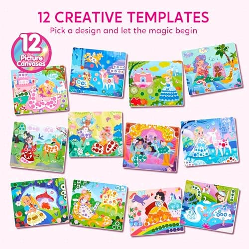 Klever Kits Princess Dot Art Kit for Kids, No Mess Sticker for Toddlers 3-7, Art and Craft Kits, DIY Creative Activity, Travel Toy, Birthday Presents for Boys Girls — view 2