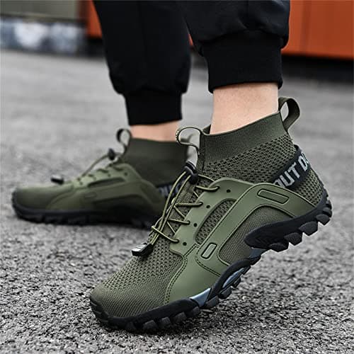 Outdoor Hiking Shoes Men's Summer Breathable Outdoor Walking Shoes Black Non-Slip Sports Shoes Sporty for Walking Walking Shoes Lightweight Fitness Shoes, Army Green, 10 UK — view 2