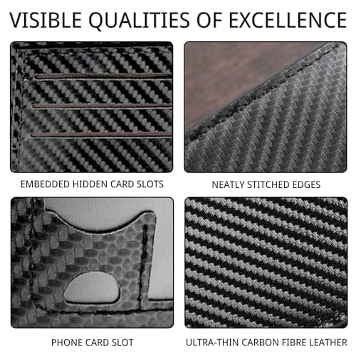 LUFFLOK Wallets Slim Carbon Fiber Leather Card Minimalist Wallet — view 3