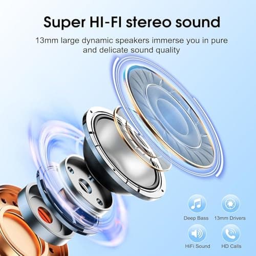 Csasan Wireless Earbuds, Bluetooth 5.3 Headphones In Ear with 4 ENC Noise Cancelling Mic, 2026 Mini Deep Bass Stereo Ear Buds, 40H Playtime Bluetooth Earphones, IP7 Waterproof Earbuds, White — view 2