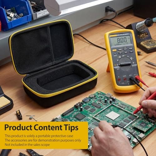 LuLobtg Multimeter Case Waterproof Material Multi Tester Storage Bag for F115C F116C F117C(Yellow and Black) — view 3