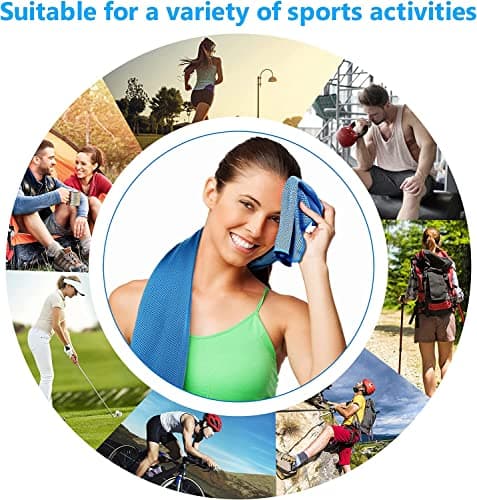 SZELAM 8 Packs Cooling Towel (40"x12"),Ice Towel,Soft Breathable Instant Towel,Microfiber Cool Towel for Yoga,Golf,Sport,Gym,Workout,Camping,Fitness,Outdoor &More Activities (8 mixed colors) — view 4