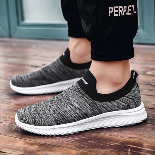 Walking Shoes Mens Light Weight, Trainers Men Barefoot, Loafer Shoes Slip On Sneakers with Anti Slip Soles Lightweight Walking Shoes Athletic Running Shoes Gym Workout Shoe with Arch Support Grey — view 6
