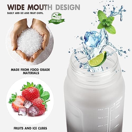 GXCROR Water Bottle 2L with Straw, 100% Leakproof Water Bottle, BPA Free Water bottle, Anti Rupture Drinking bottle for Daily use, Fitness and Outdoor Activities, Black — view 6