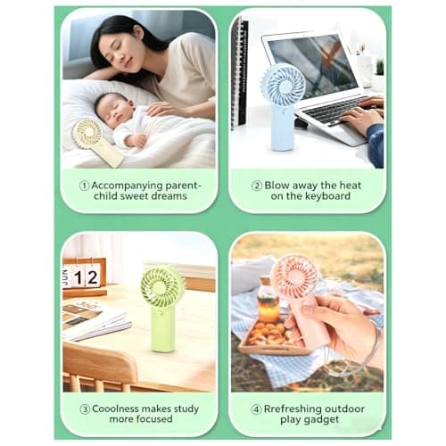 dididudi Handheld Fan 4 Pack Mini Portable Fan Small Hand Held Fans with Lanyard, Quiet Lightweight Battery Operated Pocket Fan for Travel, Outdoor, Home, Office, Summer Gifts — view 5